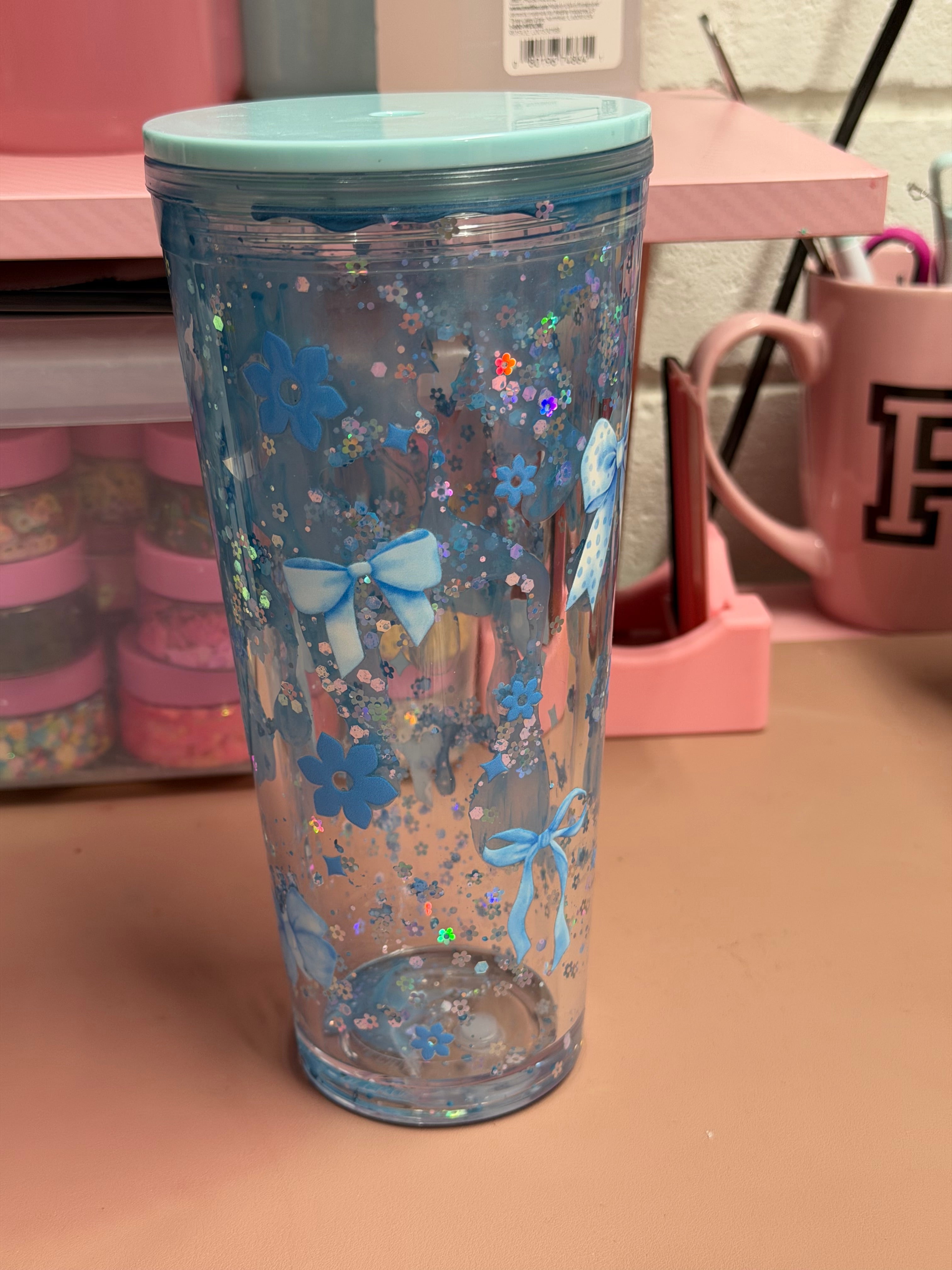 24 Oz Blue Lava Bow Cup