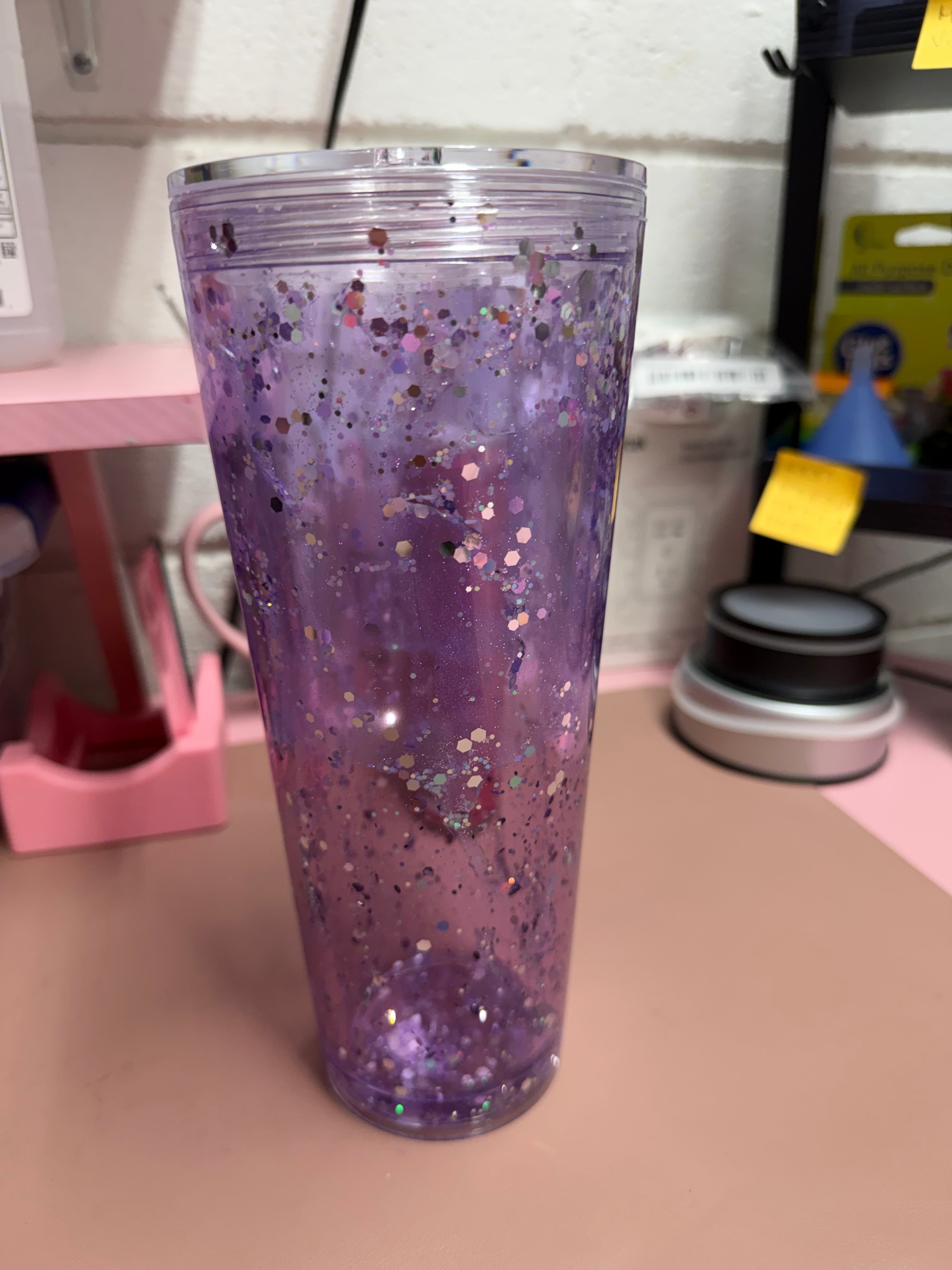 24 Oz Purple Glitter Lava Cup