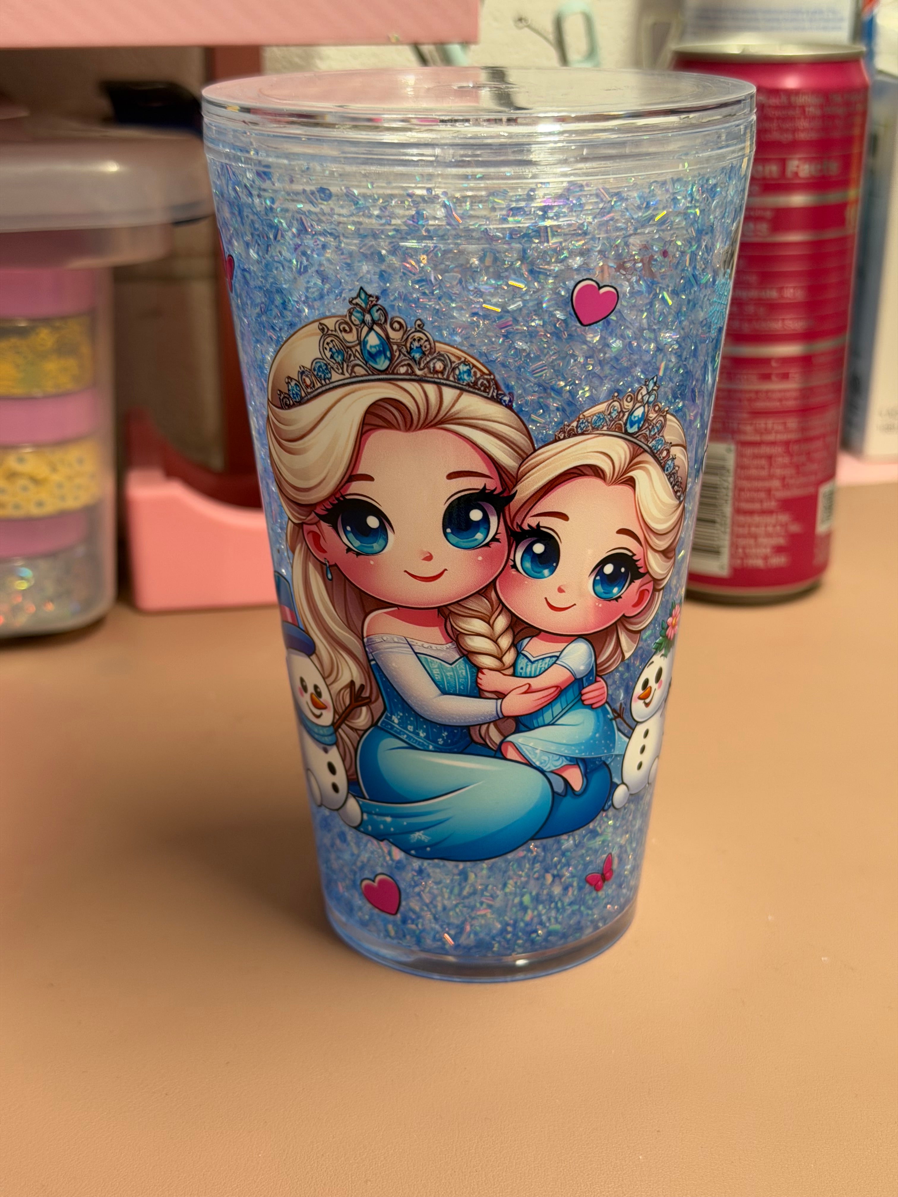 16 OZ KID CUP Blue Glitter Frozen